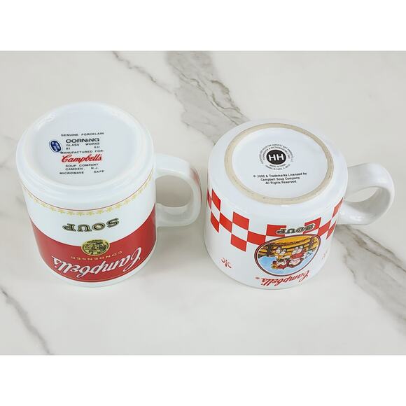 Campbell's Soup Cup Coffee Mug Teacup 10oz 8oz Porcelain 2000 Kids x2 Vintage - Picture 11 of 16
